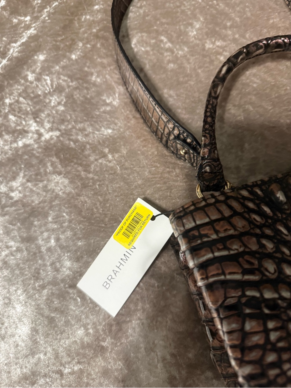 Brahmin Metallic Brown Croc-Embossed Tote - Picture 7 of 8